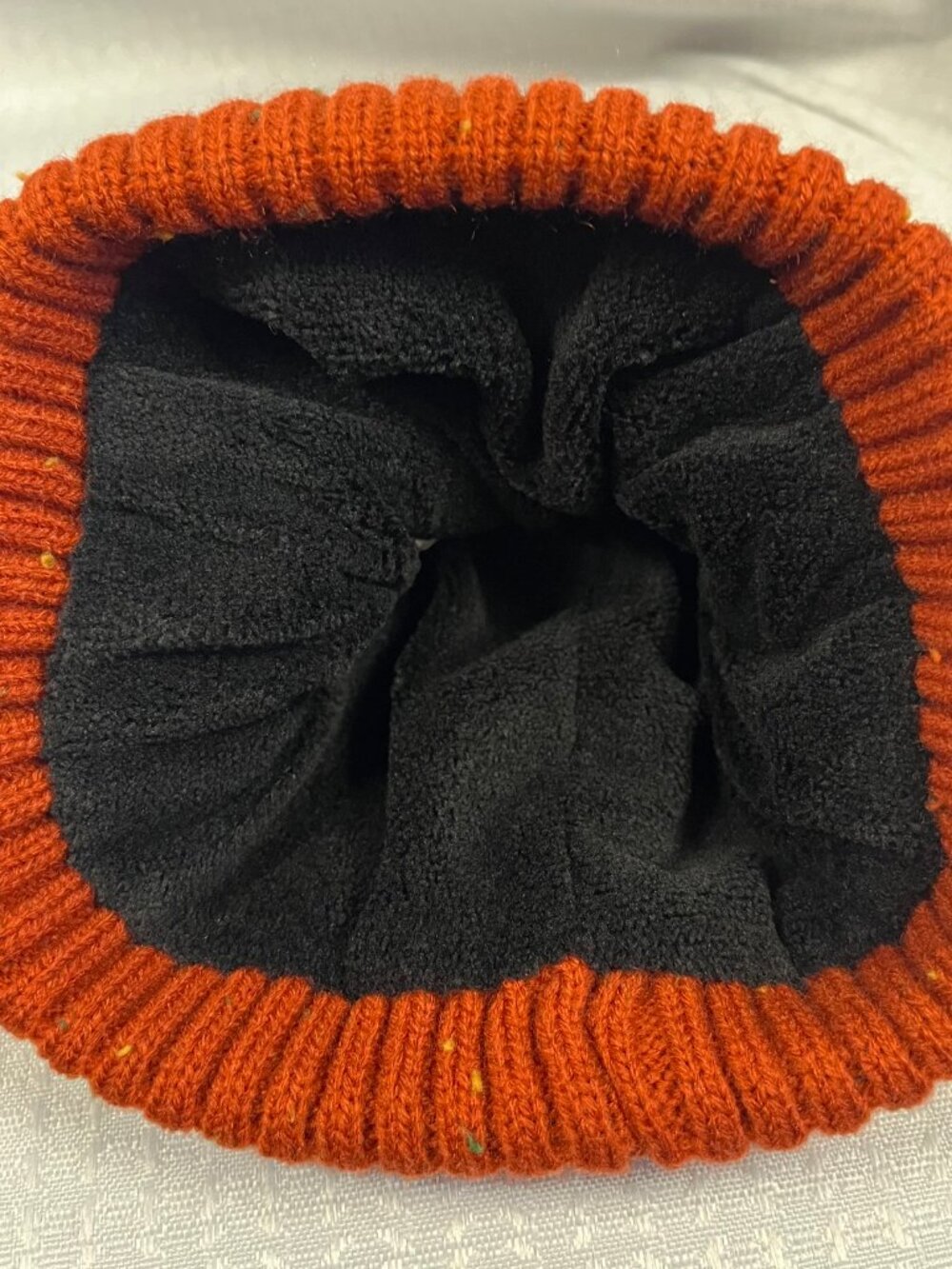 Rainforest Rib-Knit Fleck Beanie NWT Orange / Burnt Rust Fleece Lined - Picture 3 of 4